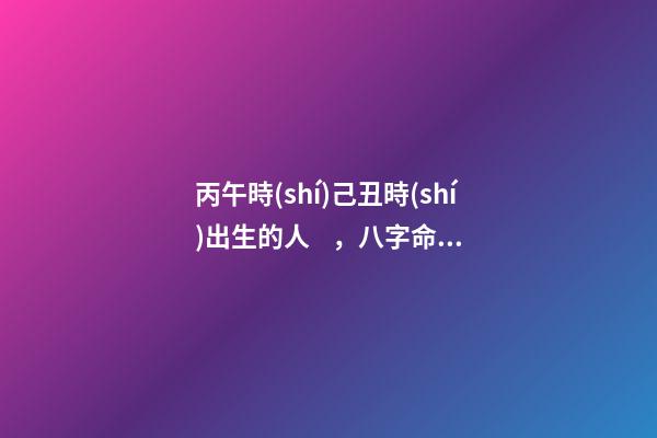 丙午時(shí)己丑時(shí)出生的人，八字命運(yùn)如何？